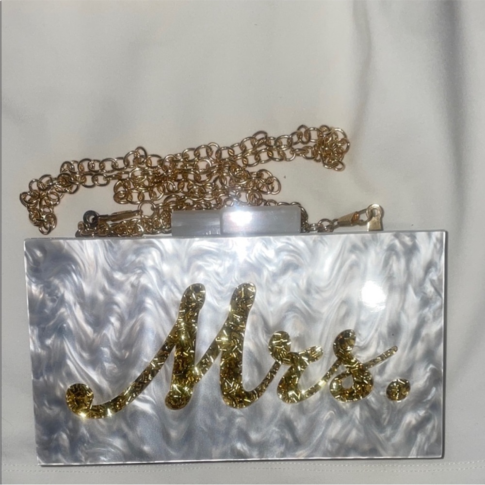 Chic Gold and White Cosmetic Clutch